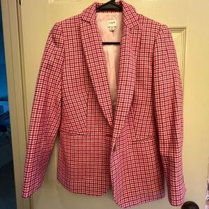 Pink plaid j crew blazer